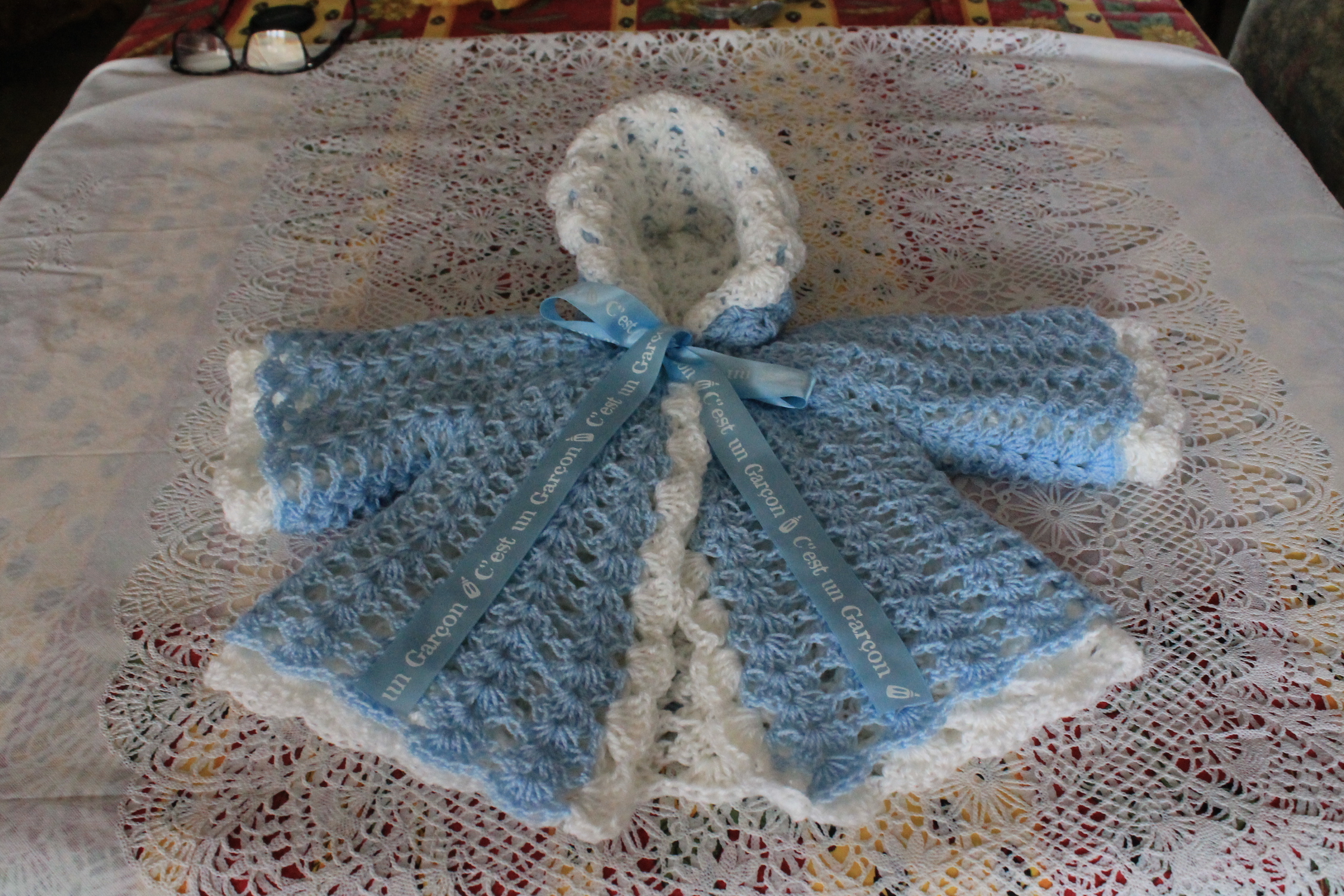 Paletot Crochet Main Patchwork Sur Mesure Bébé 9 Mois - Création Française Sylvette Raisonnier